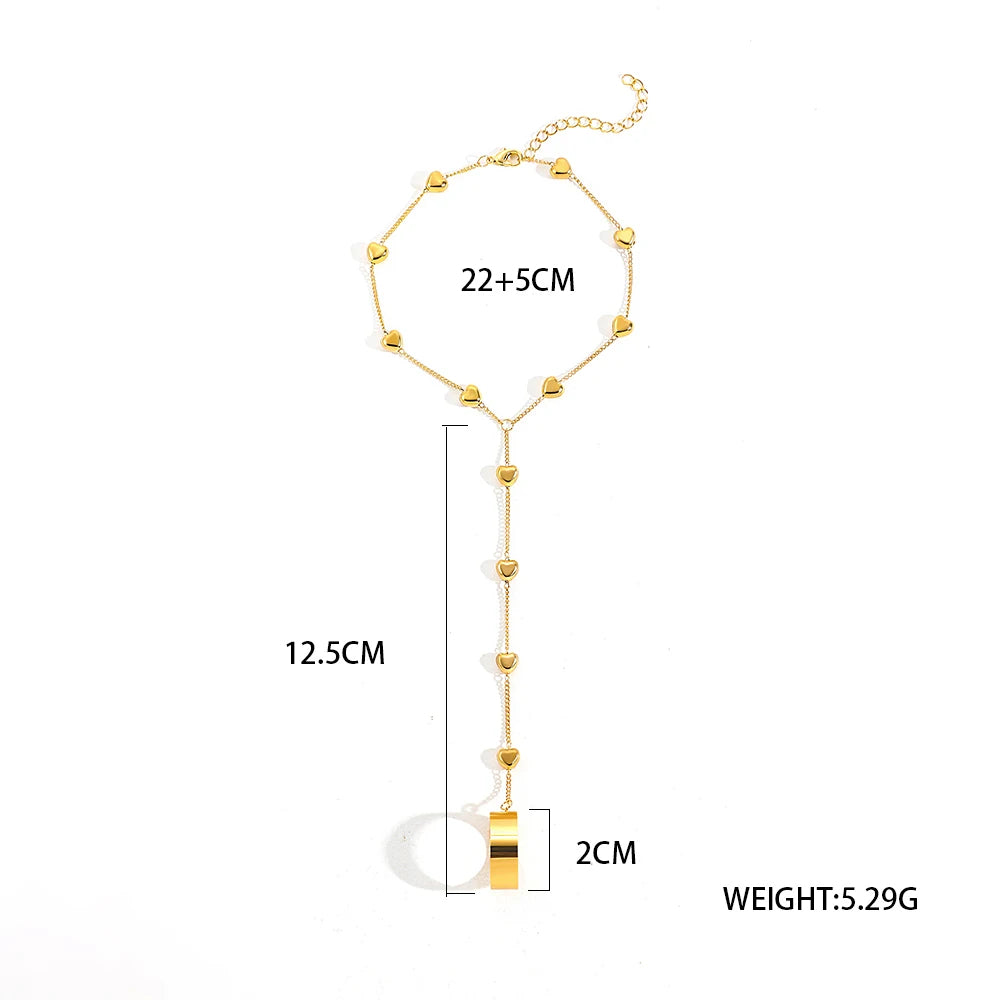 Heart Chain Ring Bracelet