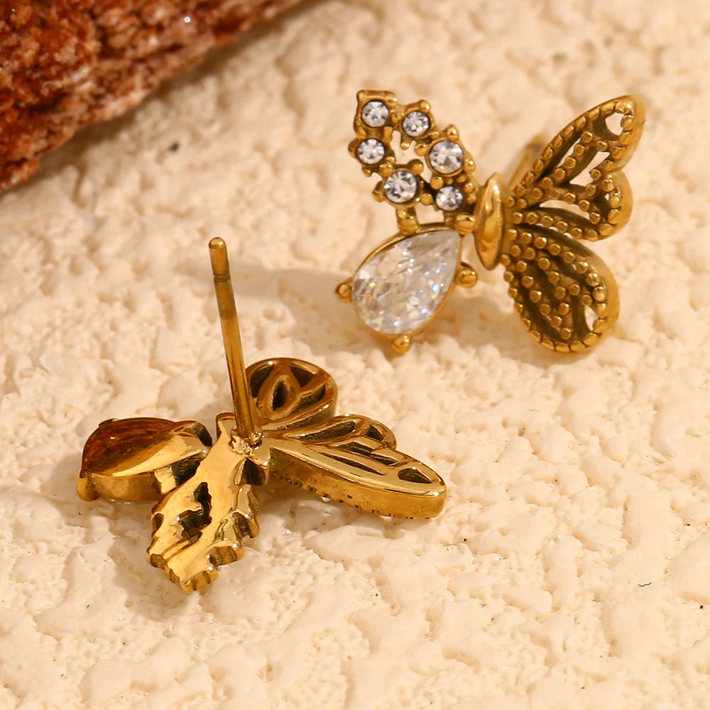 Zircon Butterfly Stud Earrings