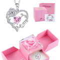 Heart Rose Mom Necklace