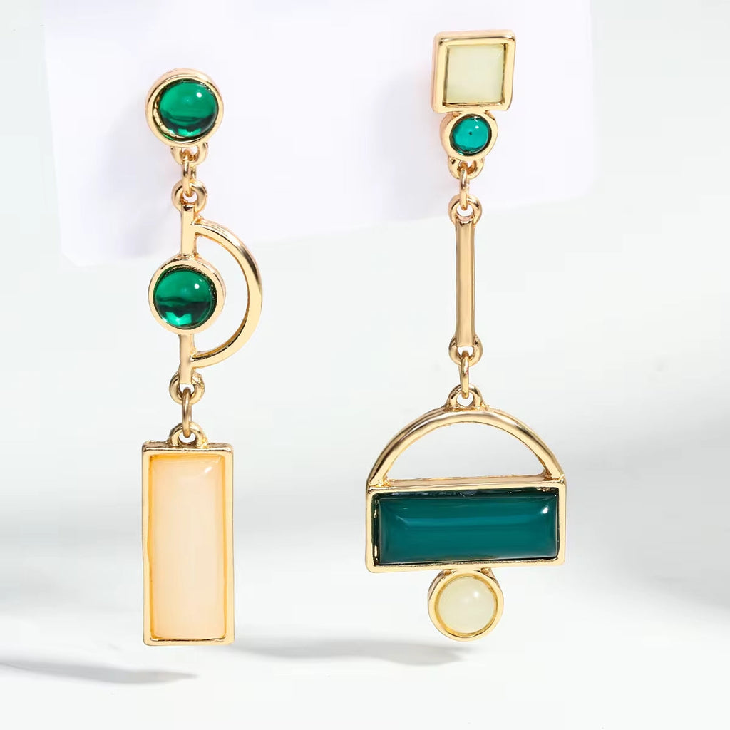 Geometric Enamel Drop Earrings