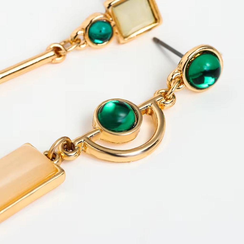 Geometric Enamel Drop Earrings