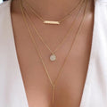 3 PCS Gold Bar & Medallion Necklace Set
