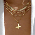 5 PCS Butterfly & Beaded Necklace Set