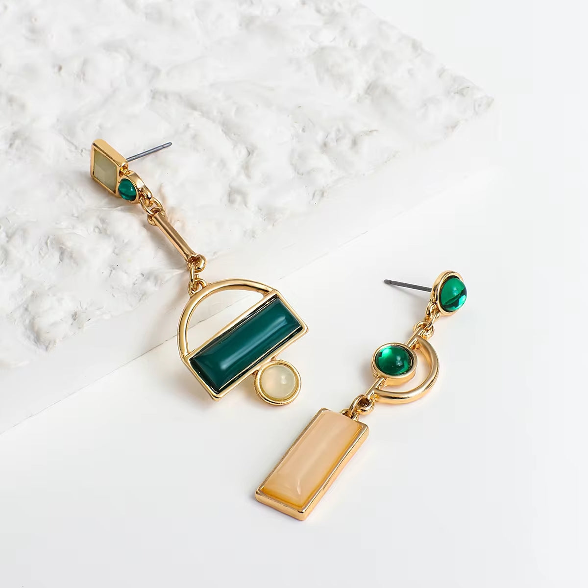 Geometric Enamel Drop Earrings