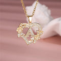 A-Z Flower Heart Necklace
