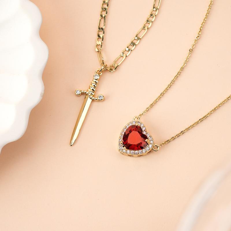 Heart & Sword Couple Necklace