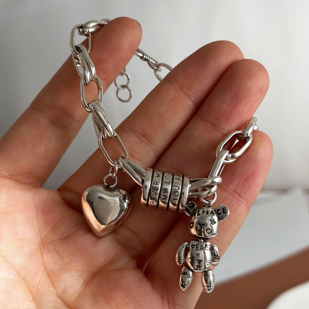 Retro Heart Bear Bracelet