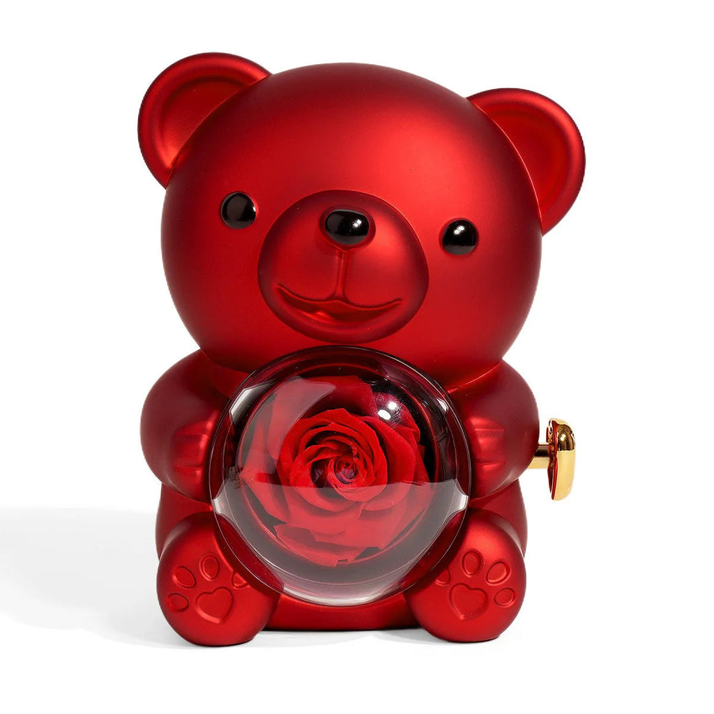 Hugging Bear Rose Jewelry Box