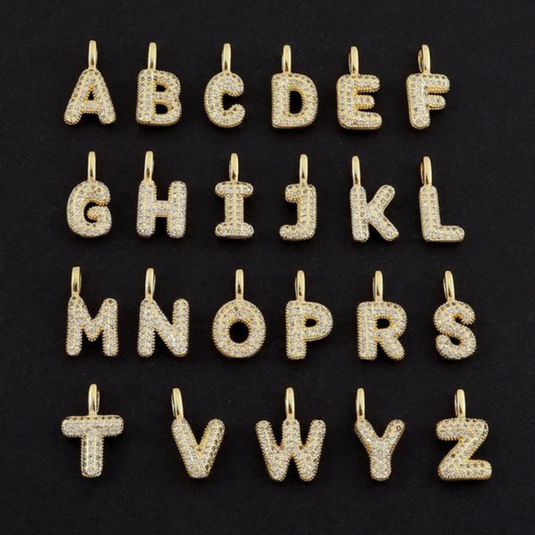 2 PCS Bubble Initial Necklace