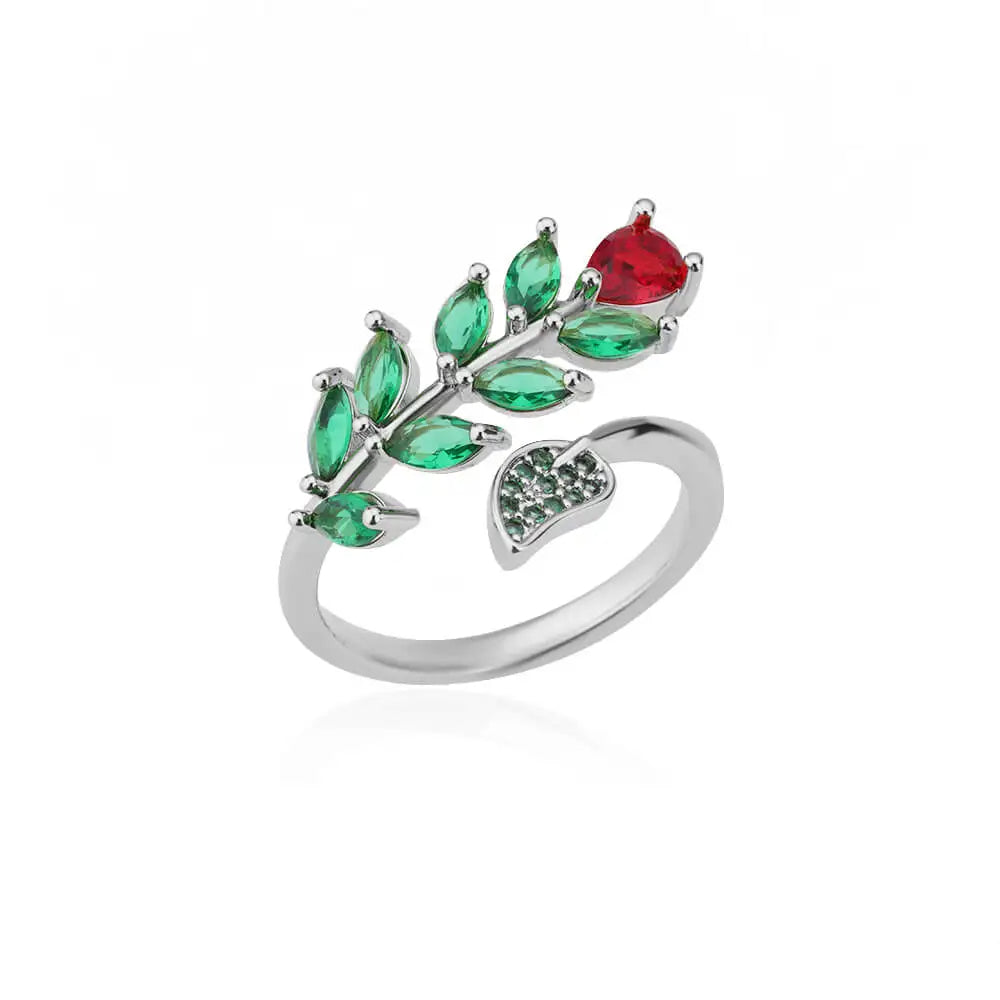 Zircon Flower Leaf Ring