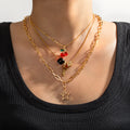 3 PCS Cherry Leopard 8 Ball Necklace