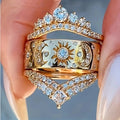 3 PCS Carved Sun & Moon Ring