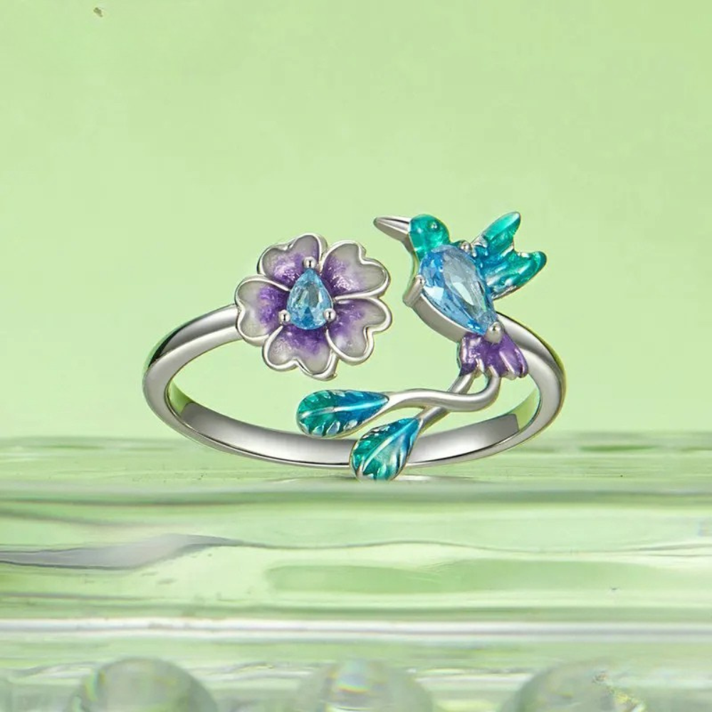 Colorful Flower Bird Ring