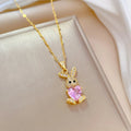 Heart Stone Rabbit Necklace