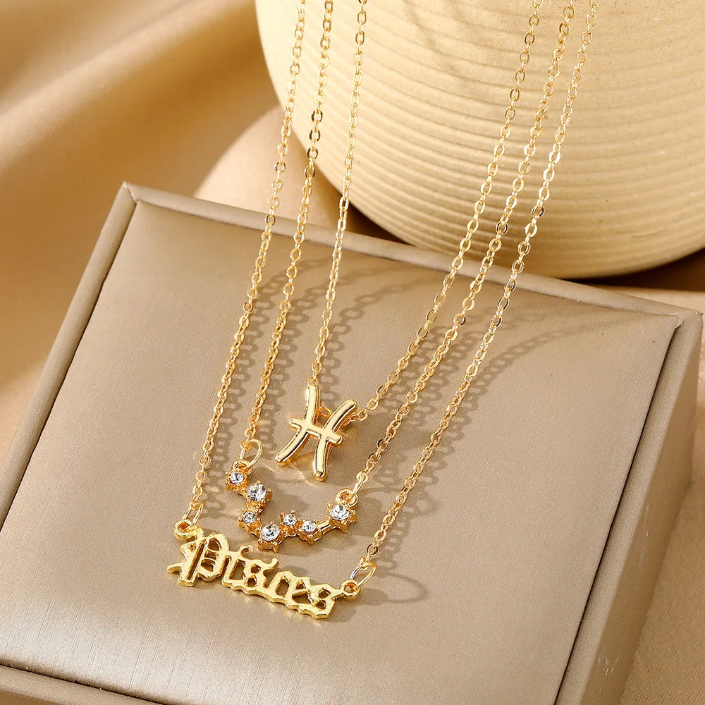 3 PCS Constellation Pendant Necklace