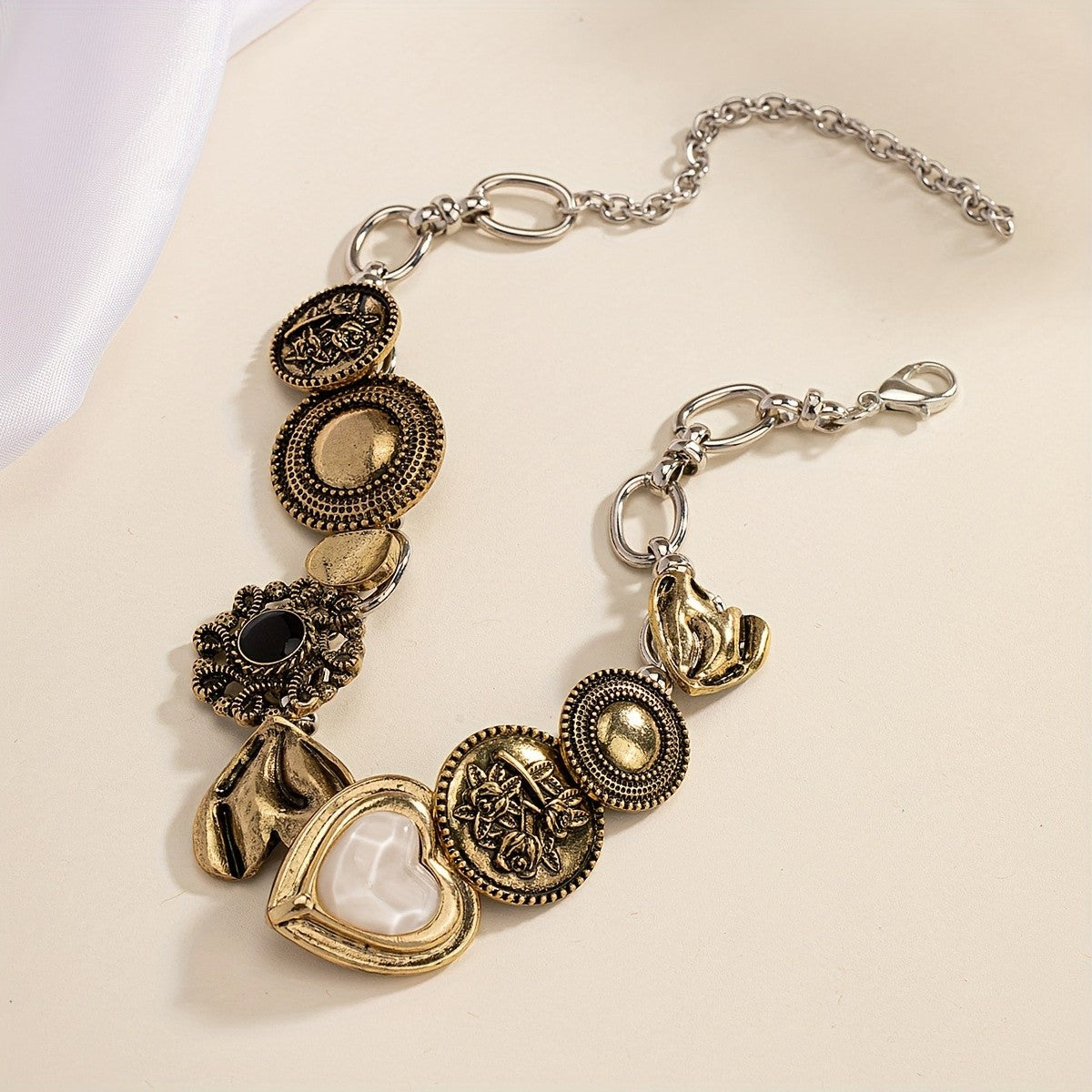 Vintage Mixed Metal Charm Bracelet