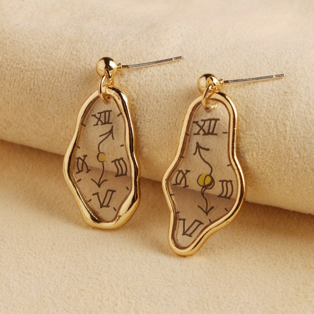 Vintage Melting Clock Earrings