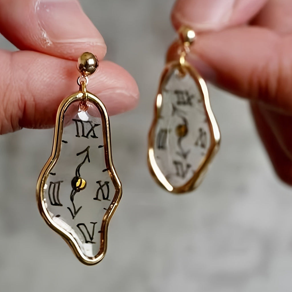 Vintage Melting Clock Earrings