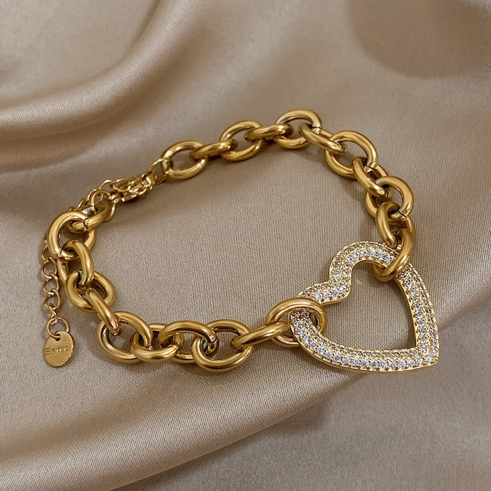 Vintage Gold Heart Chain Bracelet