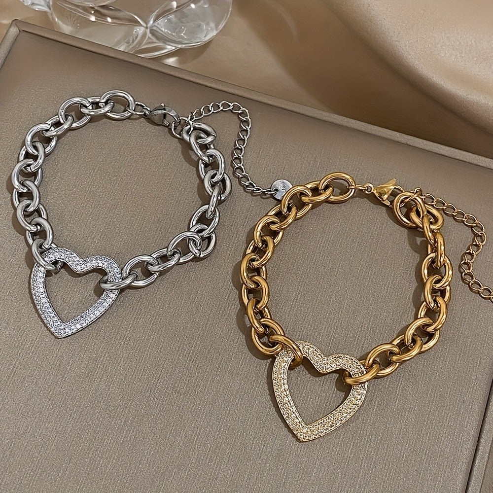 Vintage Gold Heart Chain Bracelet