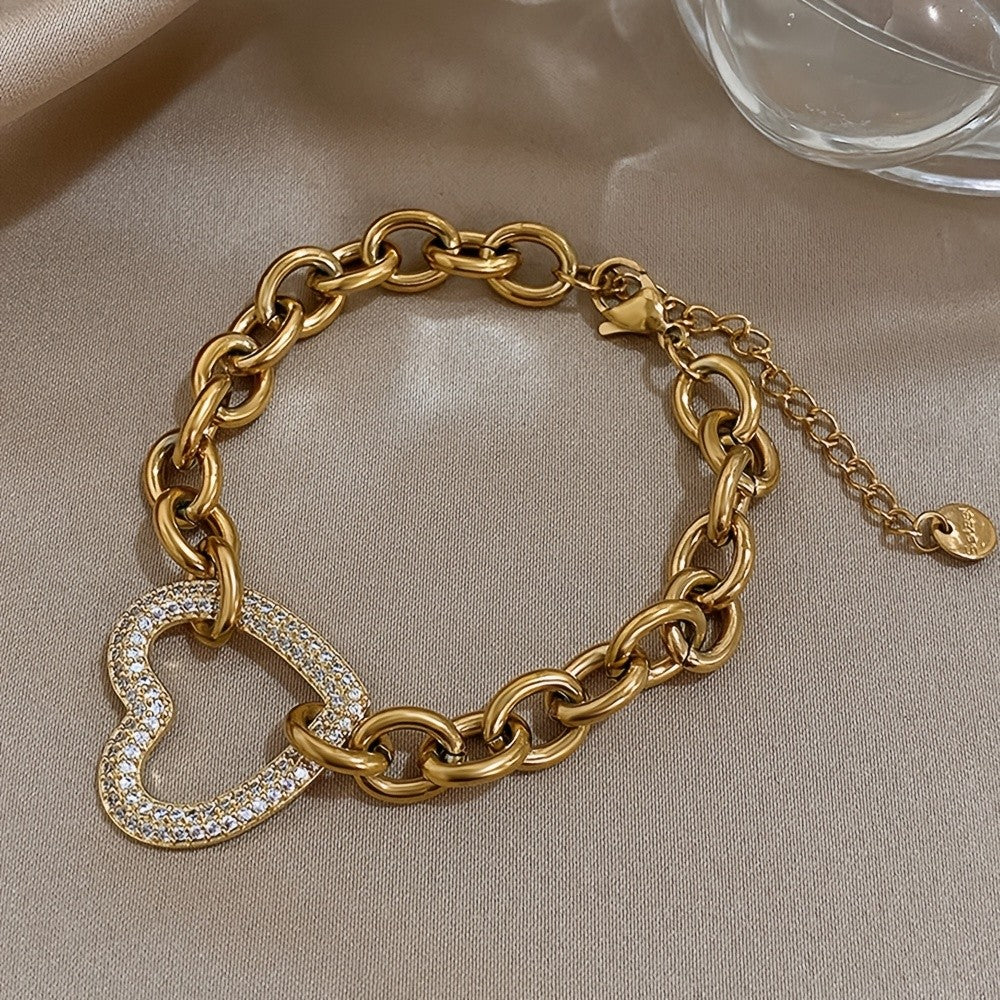 Vintage Gold Heart Chain Bracelet