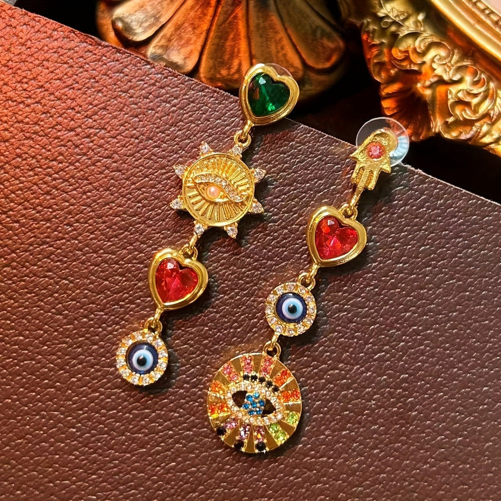 Asymmetrical Charm Drop Earrings