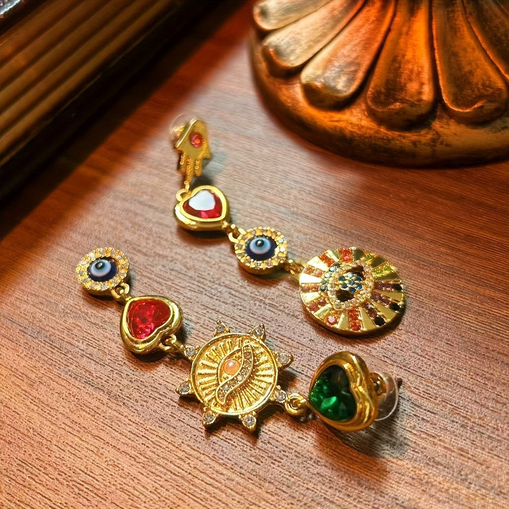 Asymmetrical Charm Drop Earrings