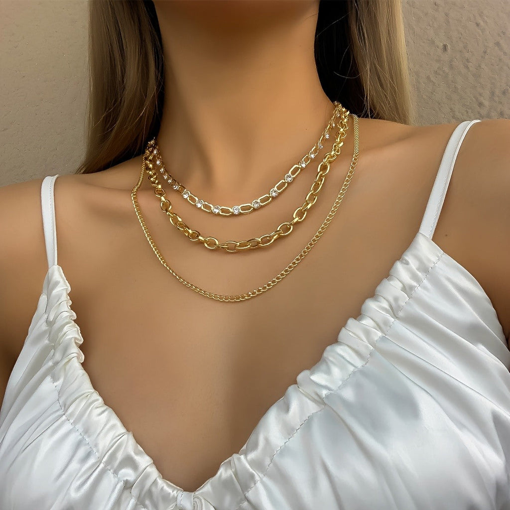 Multi-Layer Chain Zircon Necklace
