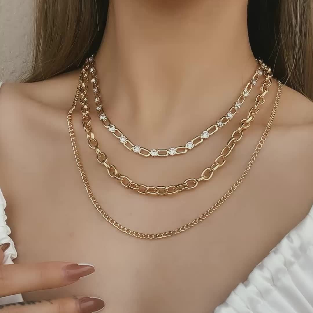 Multi-Layer Chain Zircon Necklace