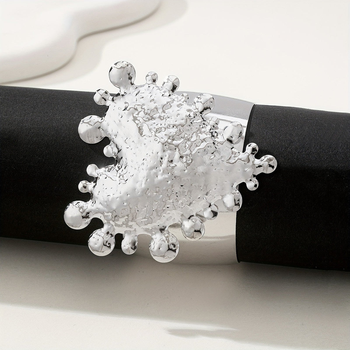Vintage Textured Heart Wide Cuff Bracelet