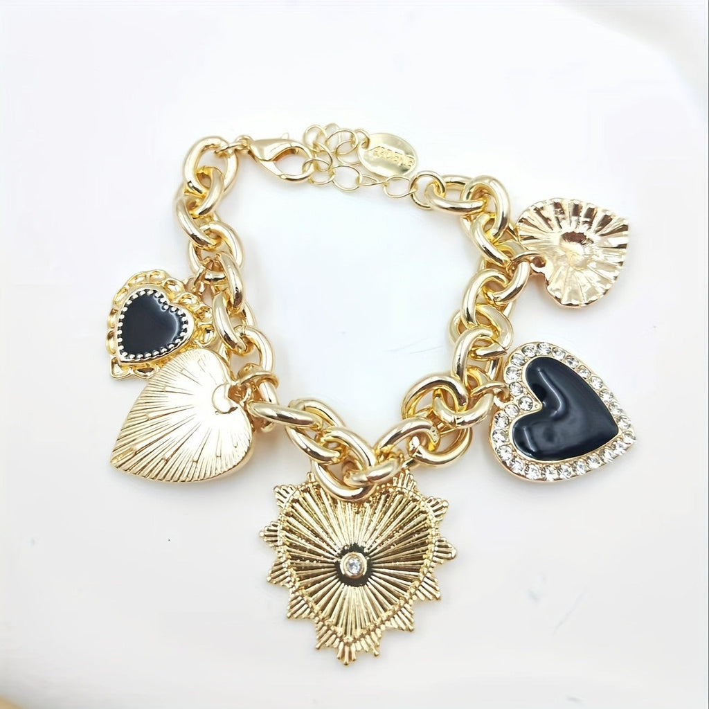 Vintage Multi-Heart Charm Bracelet