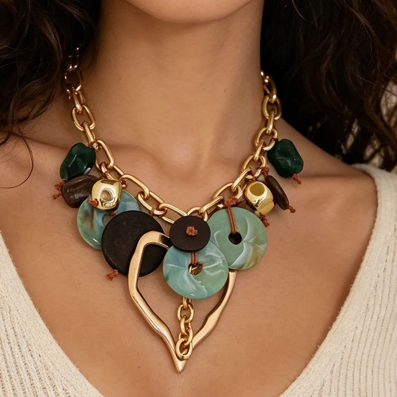 Bohemian Heart Pendant Chain Necklace