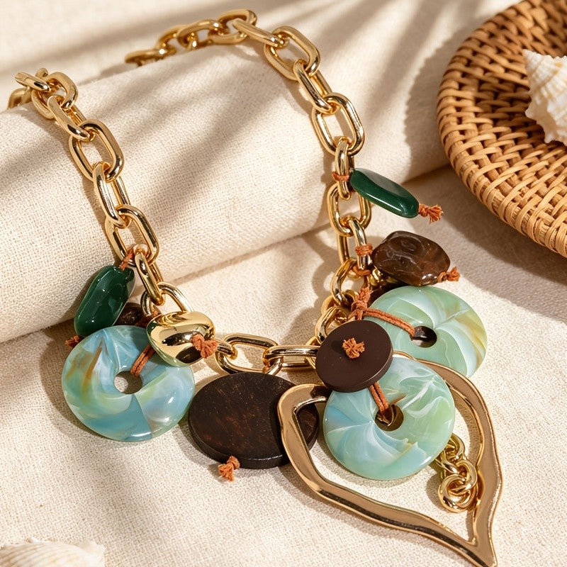 Bohemian Heart Pendant Chain Necklace