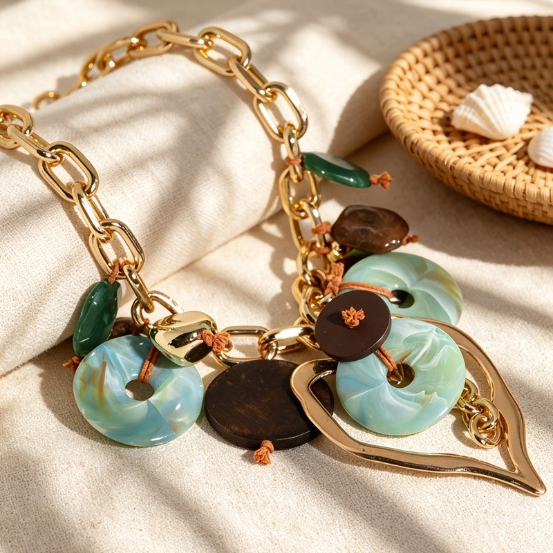 Bohemian Heart Pendant Chain Necklace