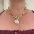 Chunky Chain Pearl Pendant Necklace