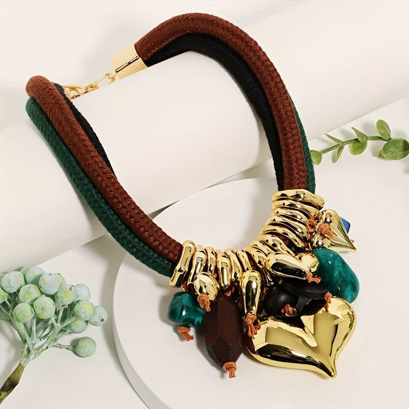 Vintage Hemp Rope Heart Pendant Necklace