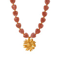 18k Layered Heart Bead Cross Necklace