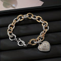 18k Two-Tone Heart Charm Bracelet
