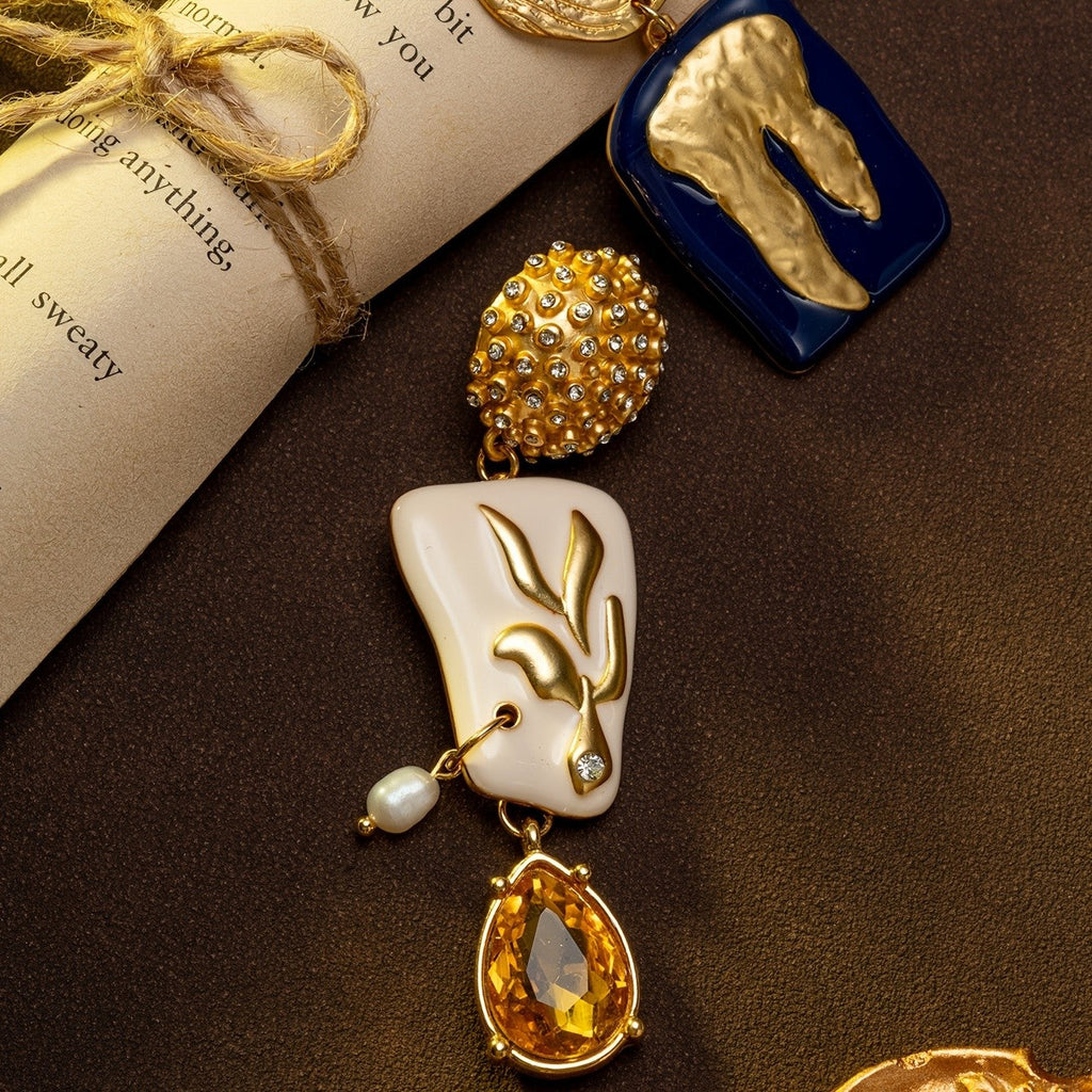 Asymmetric Enamel Drop Earrings