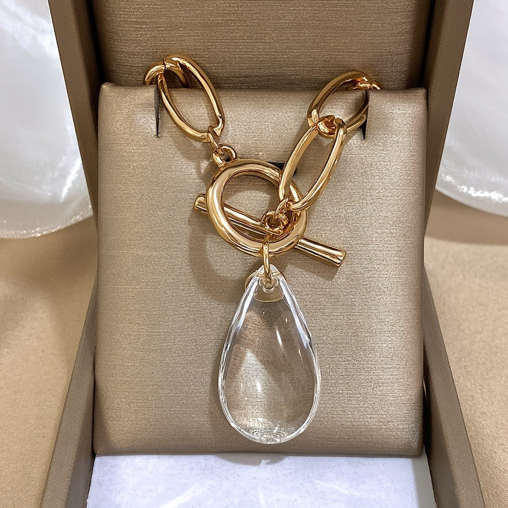 Vintage Gold Tone OT Toggle Waterdrop Necklace