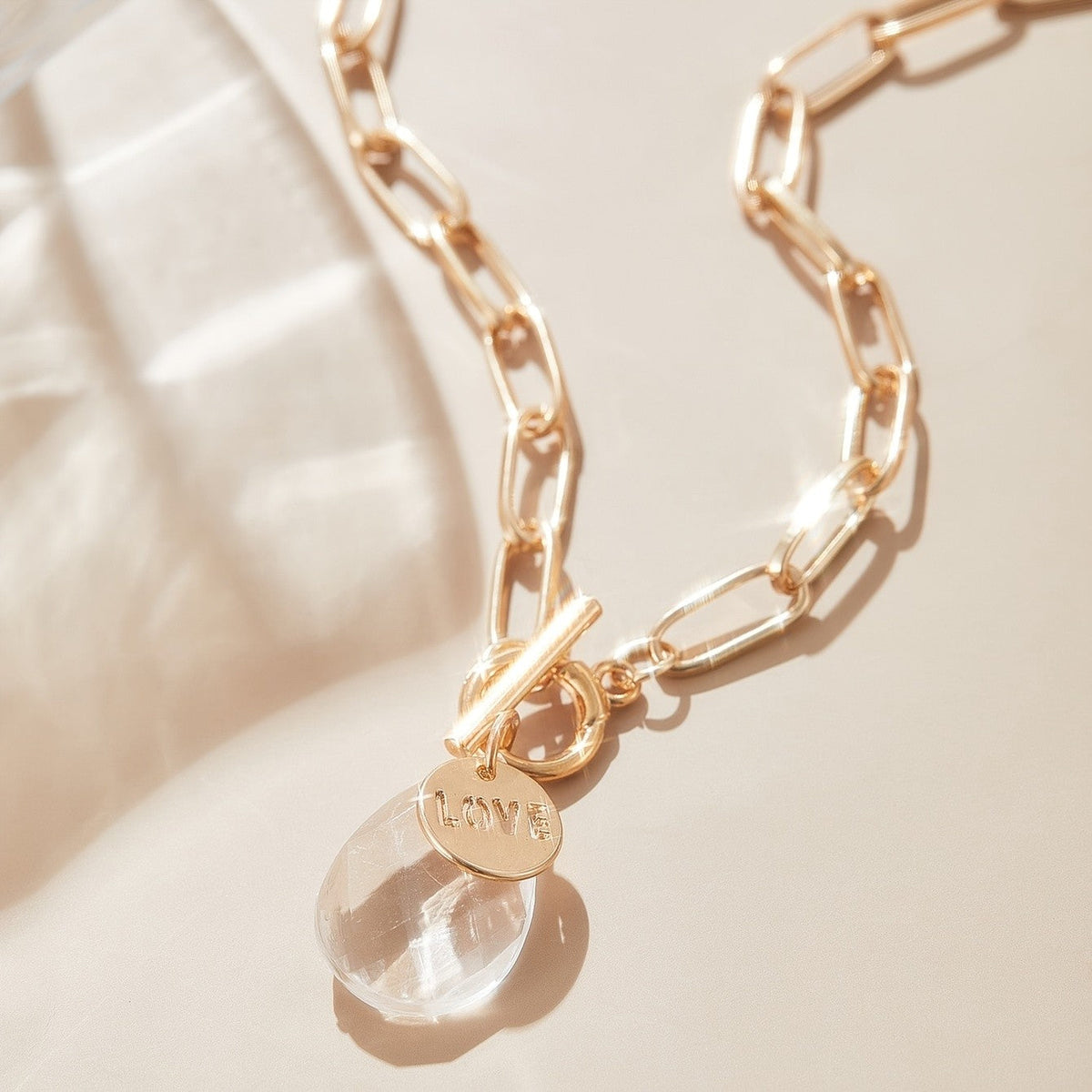 Vintage Gold Tone OT Toggle Waterdrop Necklace