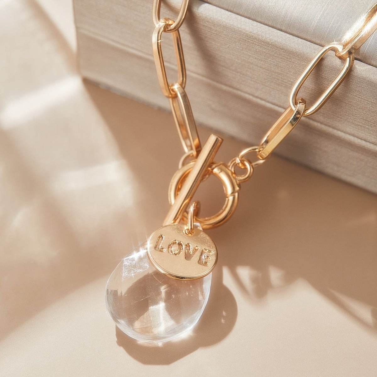 Vintage Gold Tone OT Toggle Waterdrop Necklace