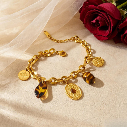18k Geometric Charm Link Bracelet
