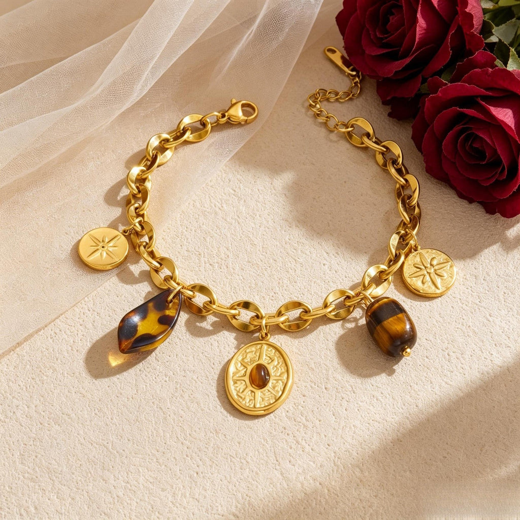 18k Geometric Charm Link Bracelet