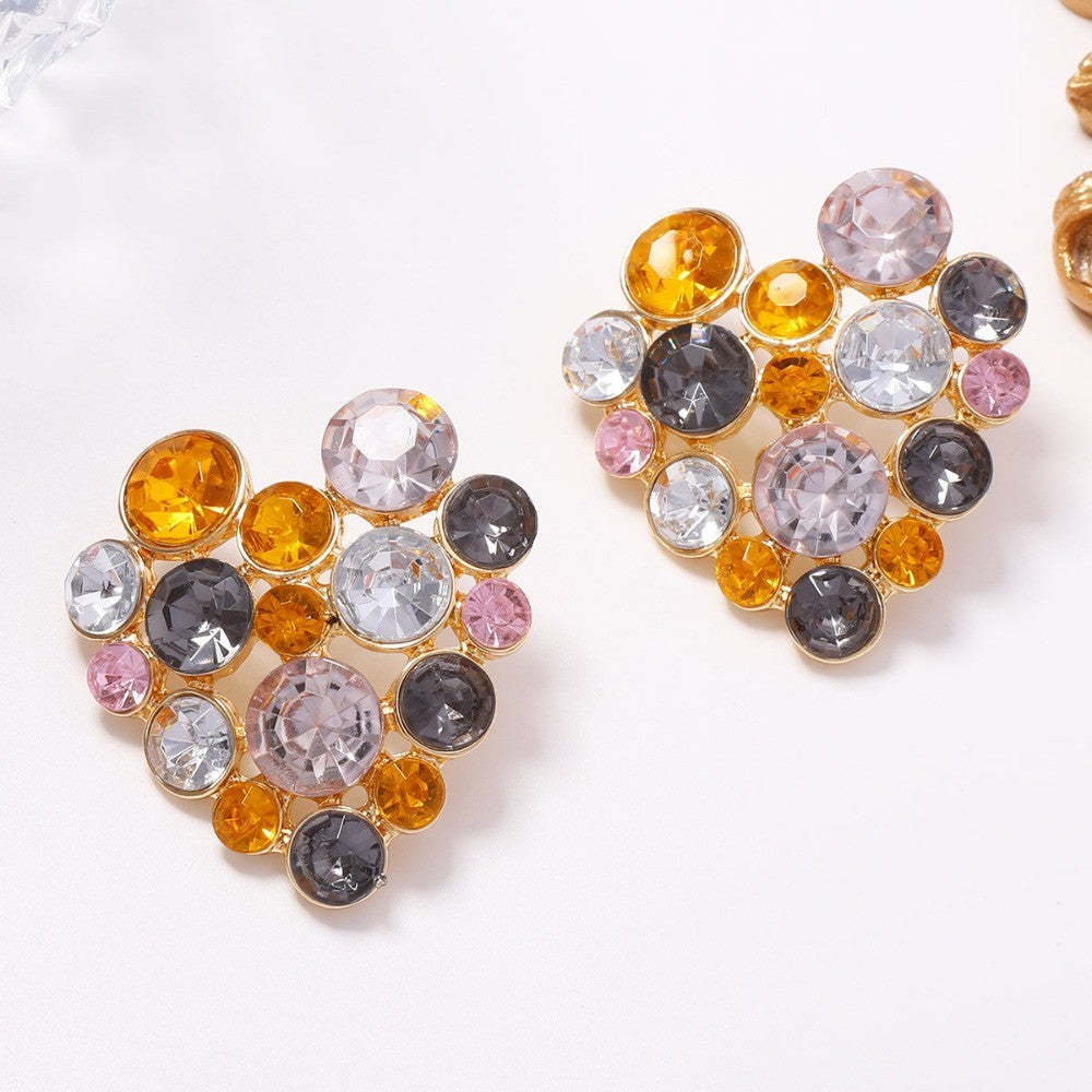 Multicolor Gemstone Heart Earrings