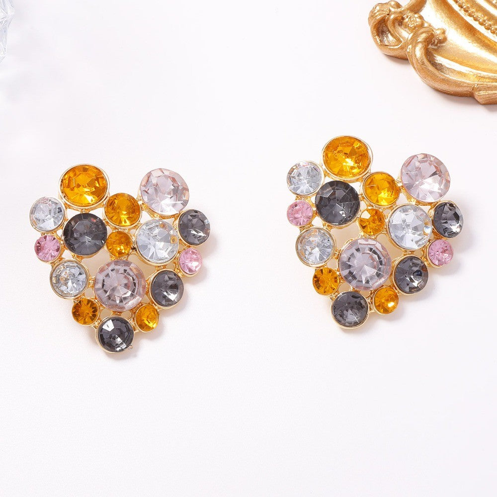 Multicolor Gemstone Heart Earrings