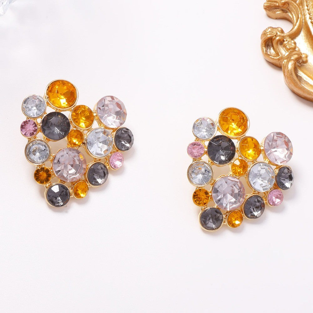 Multicolor Gemstone Heart Earrings