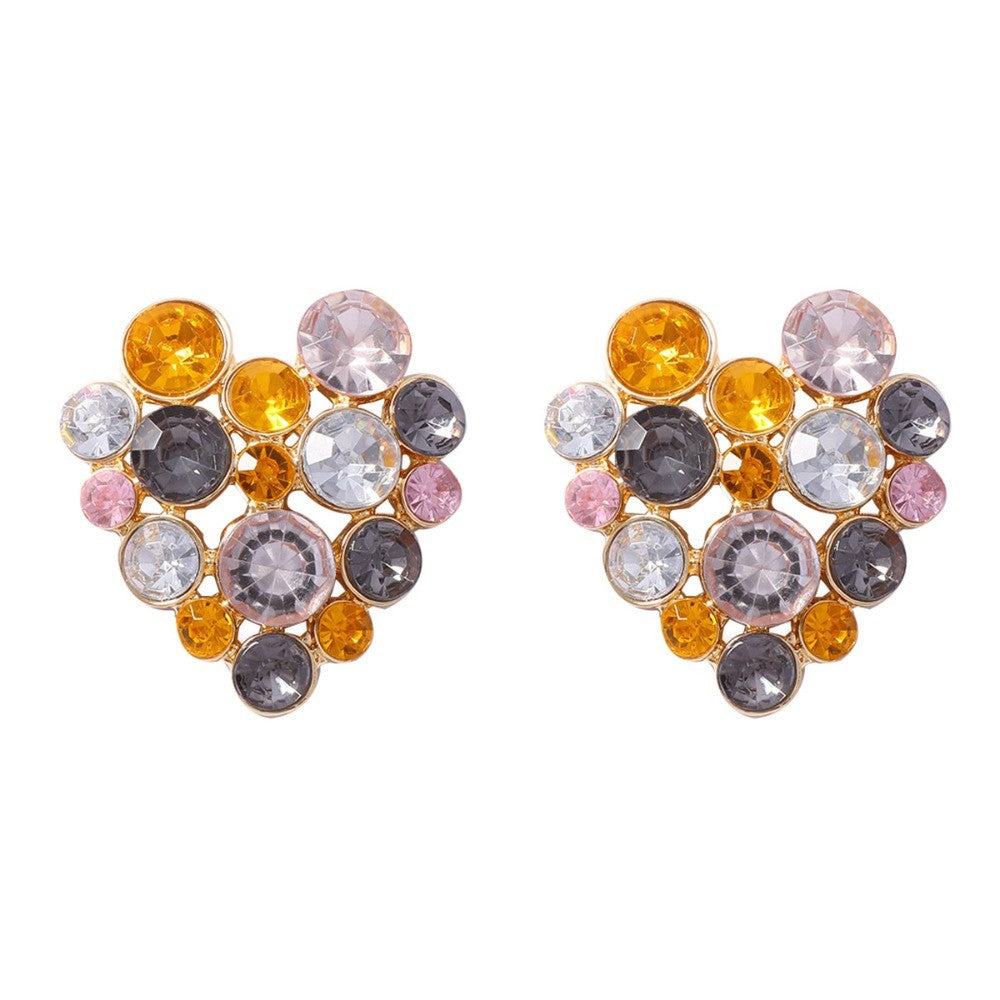 Multicolor Gemstone Heart Earrings