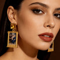Vintage Rectangular Frame Drop Earrings
