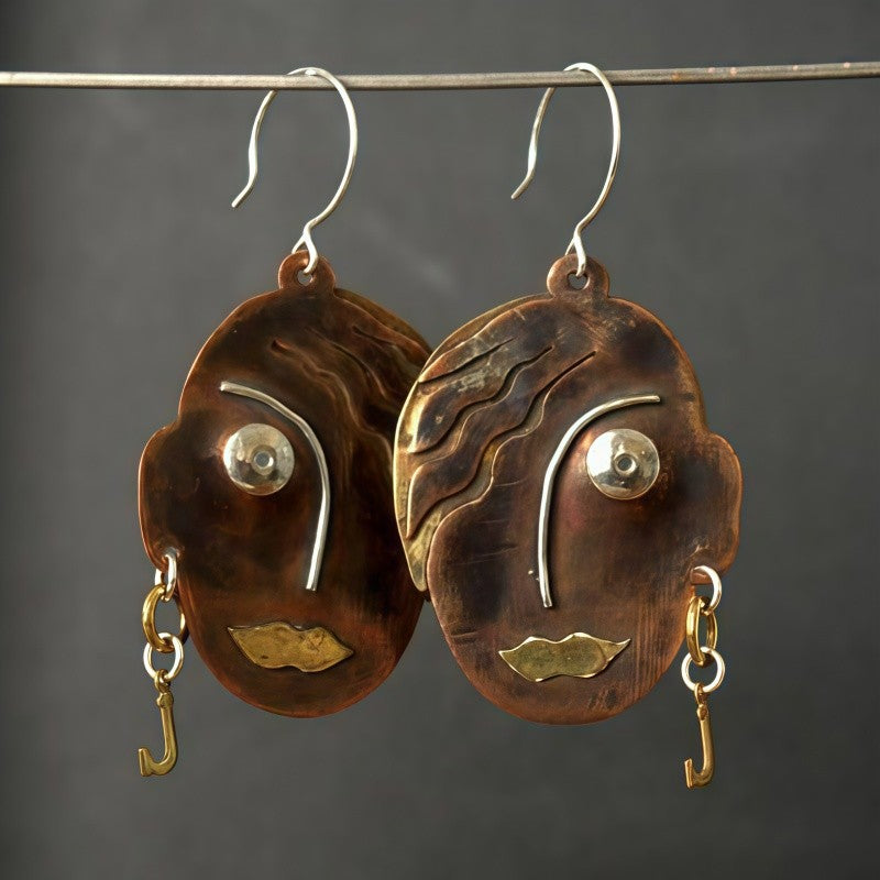 Abstract Face Relief Earrings